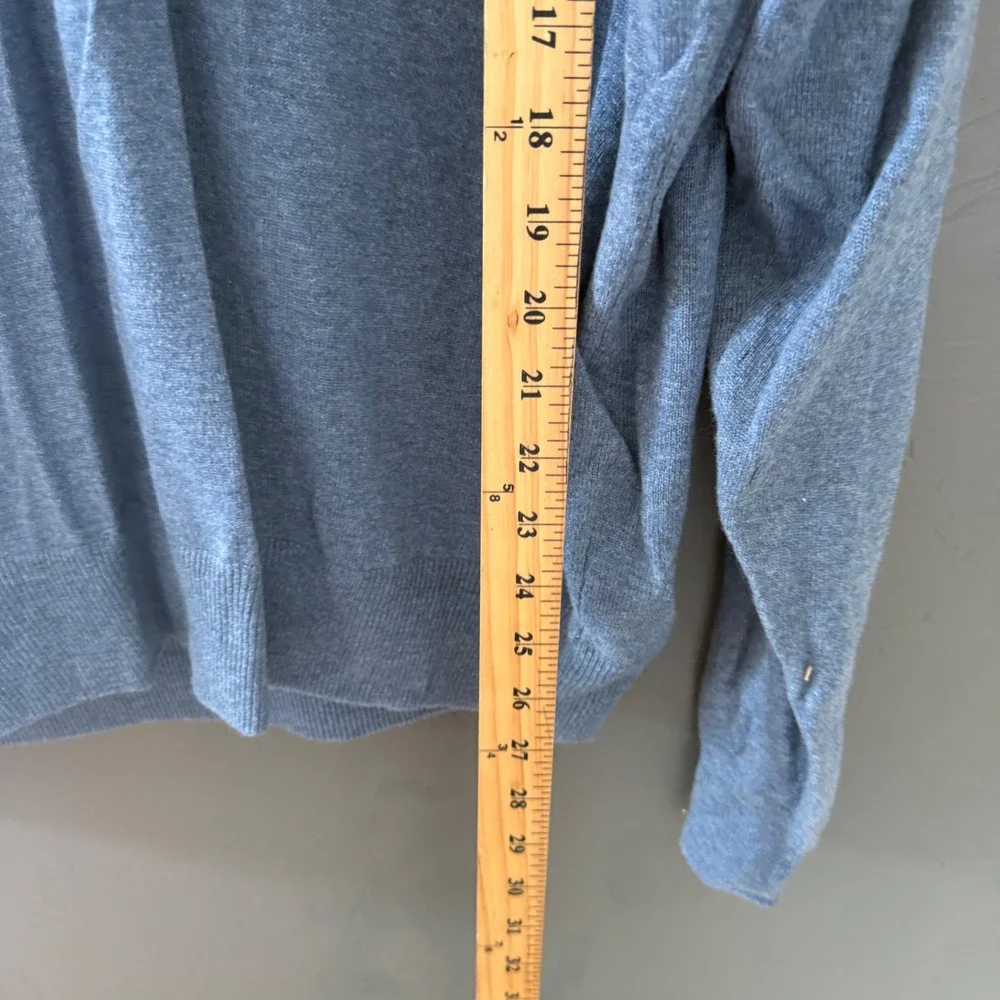 Peter Millar Mens XL V-Neck Sweater 100% Pure Cashmere Heather Blue Long Sleeve‎
